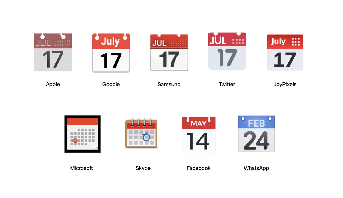 Emojipedia on Twitter "📅 Calendar emoji shows July 17 on nearly all