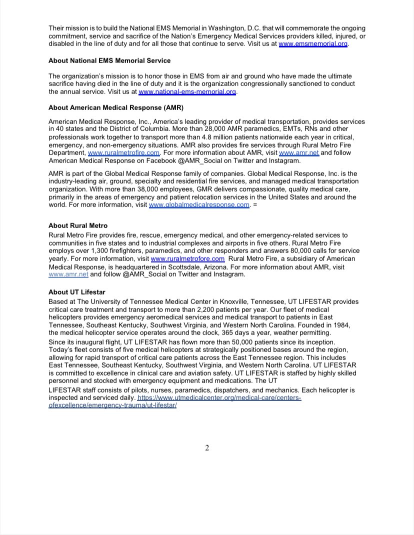 We are honored to assist with the movement of the memorial ambulance, as it travels through the eastern portion of our state.
 
We certainly appreciate the selfless sacrifices EMS personnel have made and continue to make on a daily basis.
