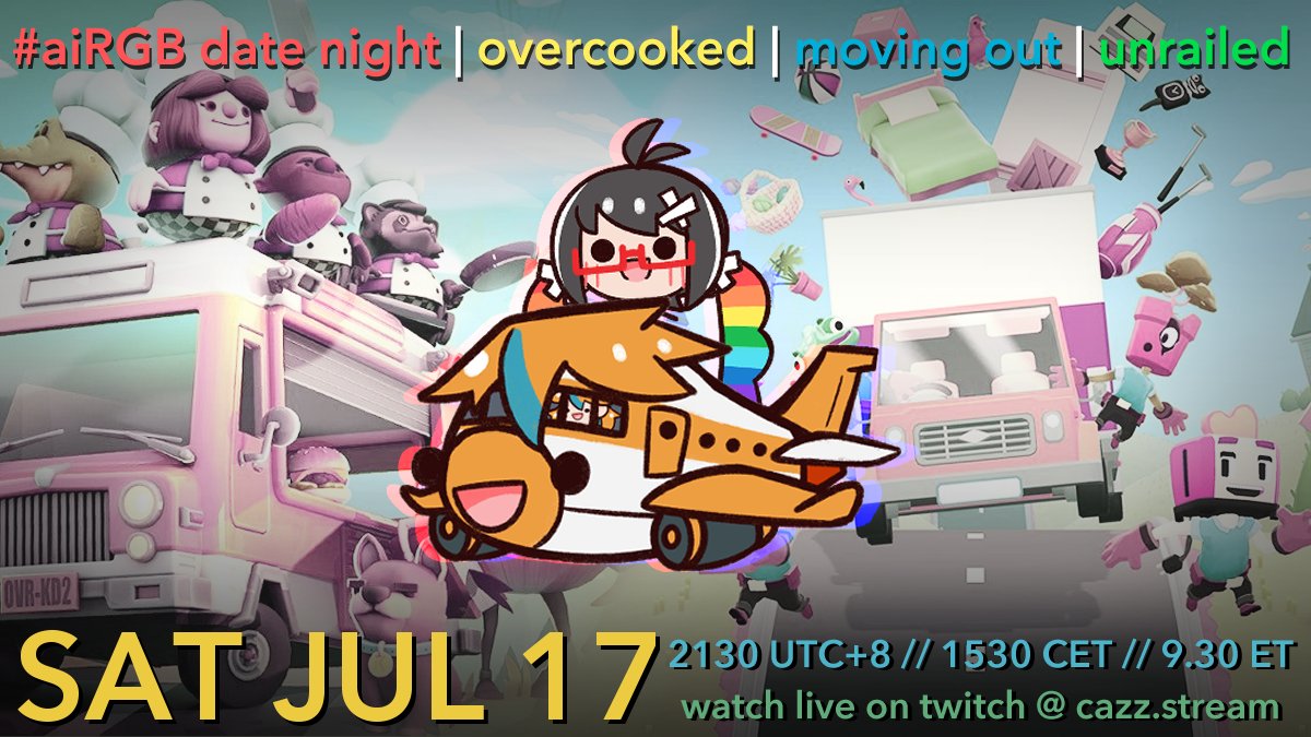 RAINAplease's tweet photo. [NOTICE/お知らせ]
We haven't had a livestream #aiRGB date night with just the two of us in a while, so papa-rtner and I are gonna play an assortment of co-op games :>

See you in 1 hr 15 mins from now!

SAT JUL 17
9.30PM UTC+8 | 3.30PM CET | 9.30AM ET https://t.co/tmYNvQ2vp3