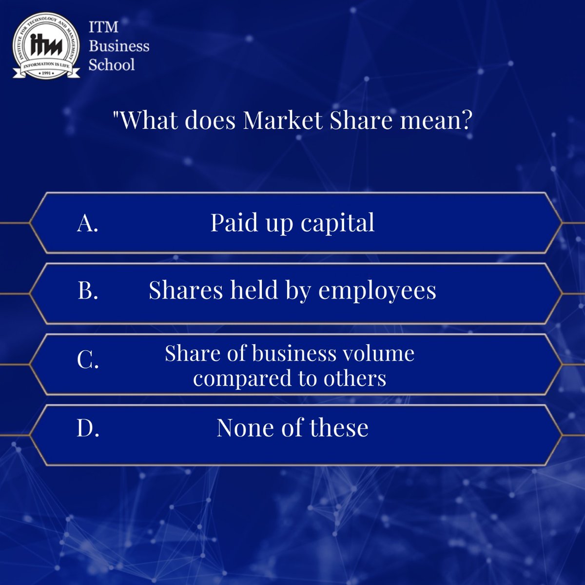 ITMInstitutes's tweet photo. Get going in the comment section!
.
.
#ITM #ITMBSchool #ITMStudents #BusinessSchool #ITMPGDM #ITMBusinessSchool #ITMWarangal #itmkharghar #Warangal #Pune #Raipur #Mumbai #NaviMumbai #Chennai #vadodara #BusinessSchool #Quizes #ManagementQuiz https://t.co/WGncAS1k06