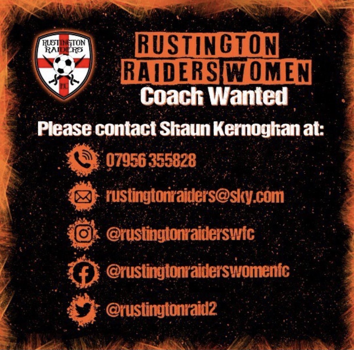 rustingtonraid2's tweet image. Looking for a knowledgable and committed coach to help improve our women’s team for the upcoming season!
#football #womensfootball #thisgirlcan #sport #sporting #uptheraiders #sundayleague