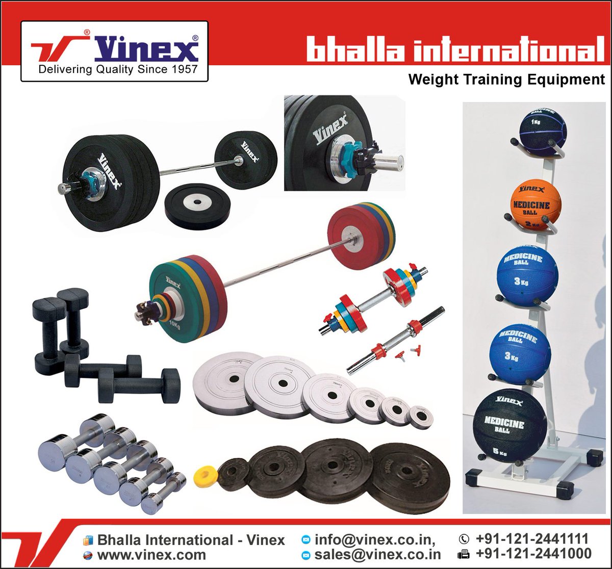 VinexSports's tweet photo. World's Leading #Manufacturer of Wide Range of #WeightTrainingEquipment like #OlympicBarbellSet, #Dumbbells, #WeightTrainingPlates, #WeightTrainingRods, #DumbbellRacks, and much more. For More Detail, Please Visit Us at https://t.co/2U5GFyi1UA or Call Us at +91-121-2441111 https://t.co/Ga5qfsTWlD