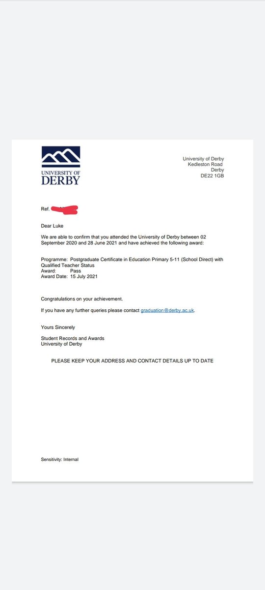 LukeEdward2020's tweet photo. Very happy to say I passed my PGCE with QTS with thanks to @TheBTSAHub and @DerbyUni, can't wait to continue my teaching career! https://t.co/Q8m91OgHef