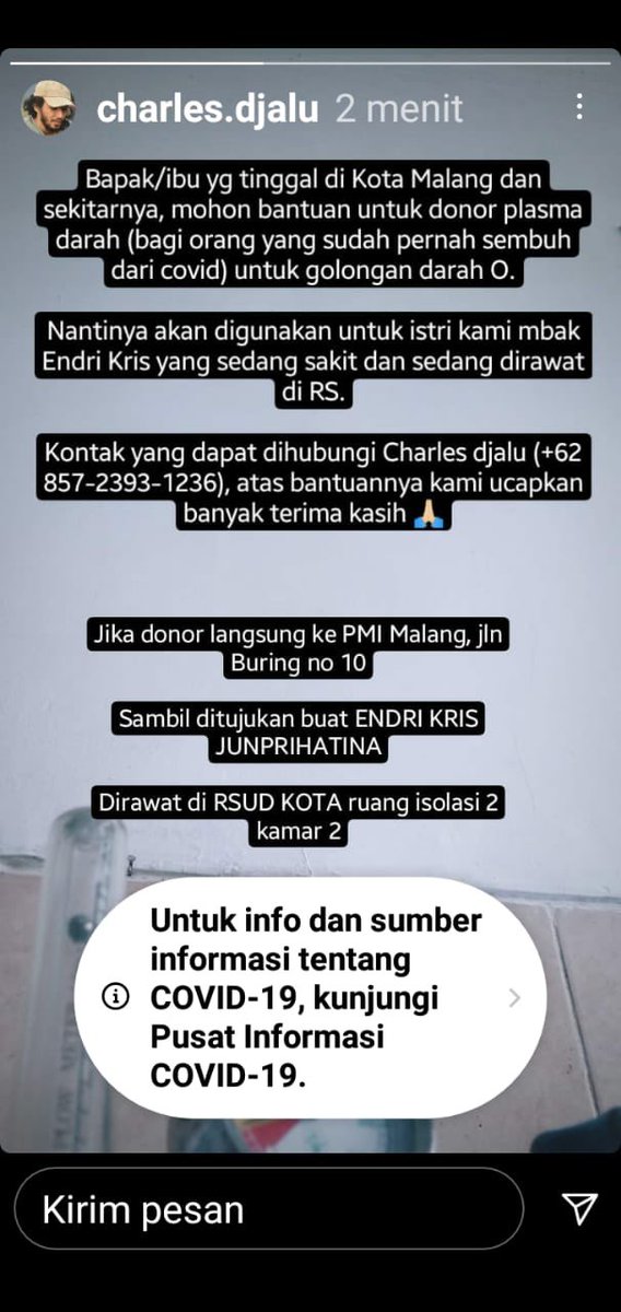 PuspaRudolf's tweet photo. Mari kita doa dan bantu istri tercinta sobat kita Charles Djalu dari Malang. https://t.co/xJNDehvinr