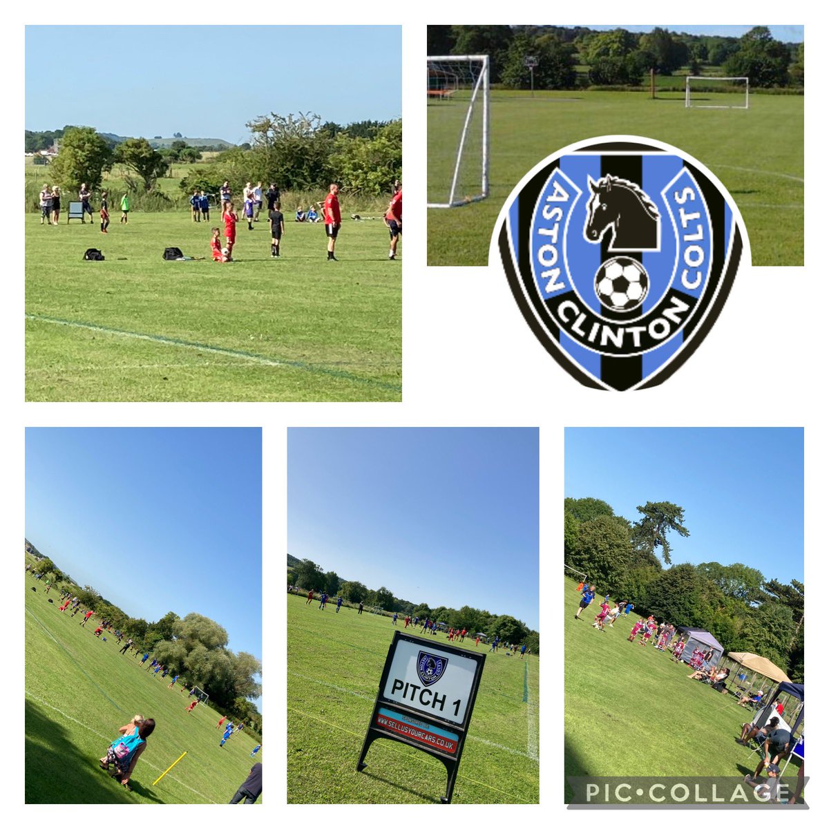 And we're underway.  What a glorious day for some grassroots football 🔵⚫️🔵⚫️ @FootballGrf @BerksBucksFA