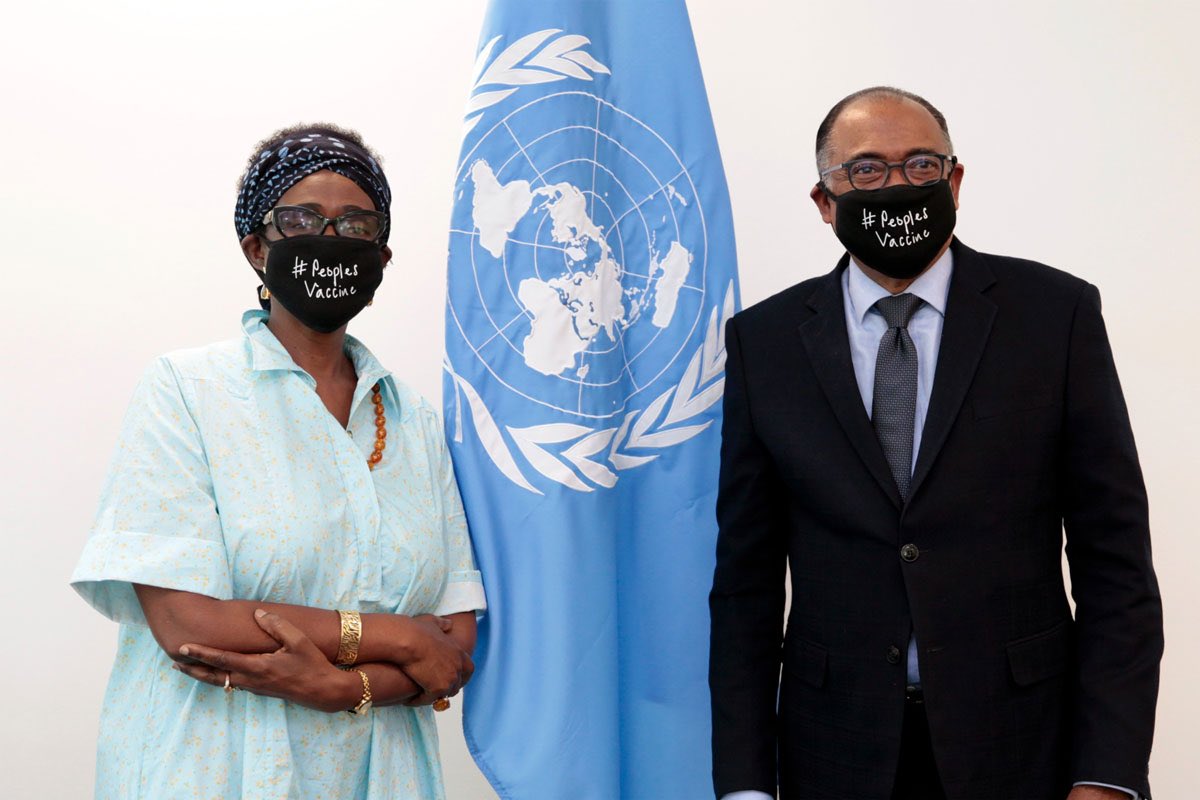 Together with ⁦⁦<a href="/MichelSidibe/">Michel Sidibé</a>⁩ supporting the #PeoplesVaccine's call for these 4 urgent actions:
1. Equitably share <a href="/COVID19/">Corona</a> doses
2. Share technology &amp; know-how via <a href="/WHO/">World Health Organization (WHO)</a>'s C-TAP
3. #TRIPSwaiver <a href="/WTO/">WTO</a>
4. Invest in developing countries' manufacturing capacity