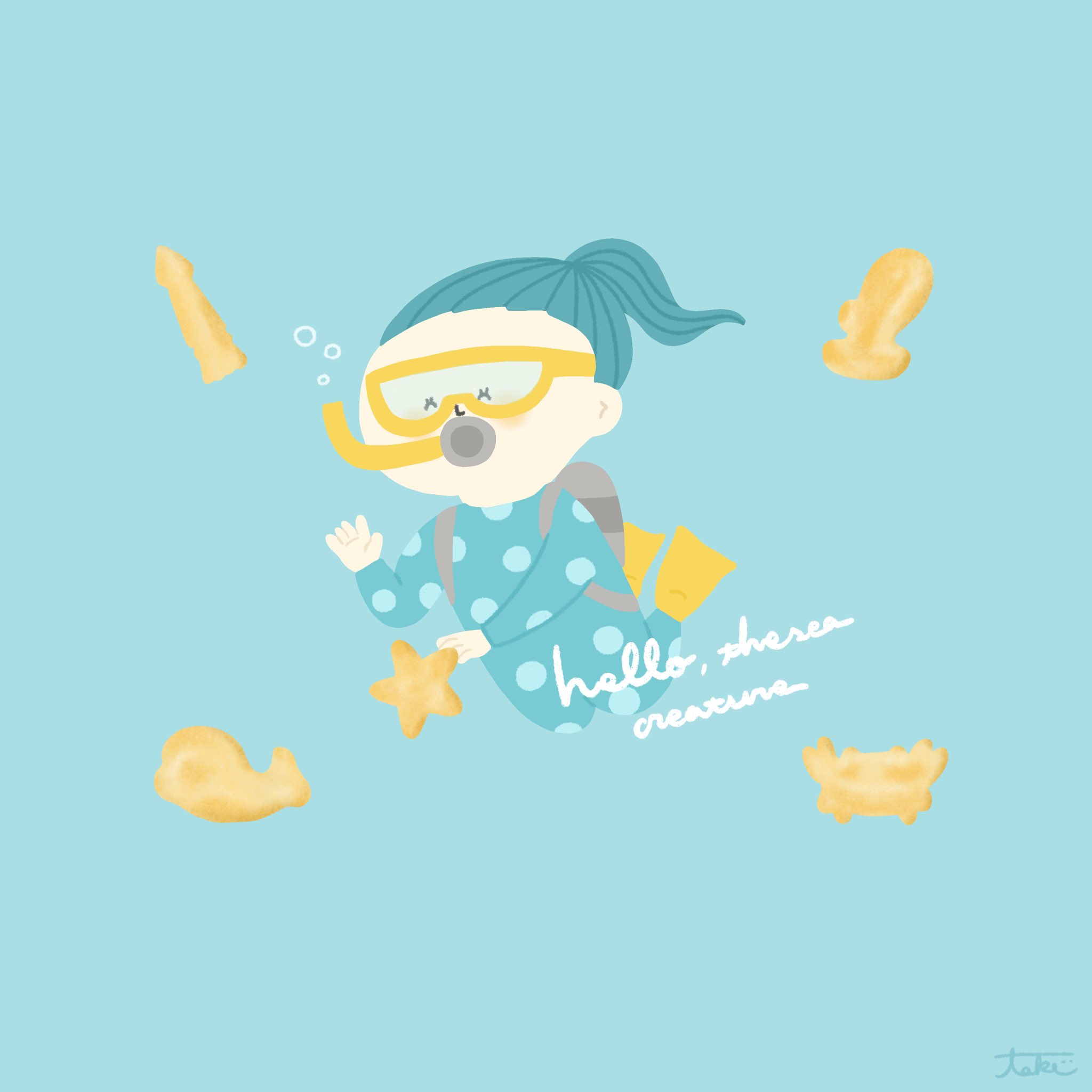 Take 海のみんな こんにちは おっとっと スキューバダイビング イラスト デジタルイラスト 食べ物イラスト Instagram イラスト更新中 T Co St9bumerml Suzuri グッズ販売 T Co Zcaohm0mig Ilo イロ Online Shop