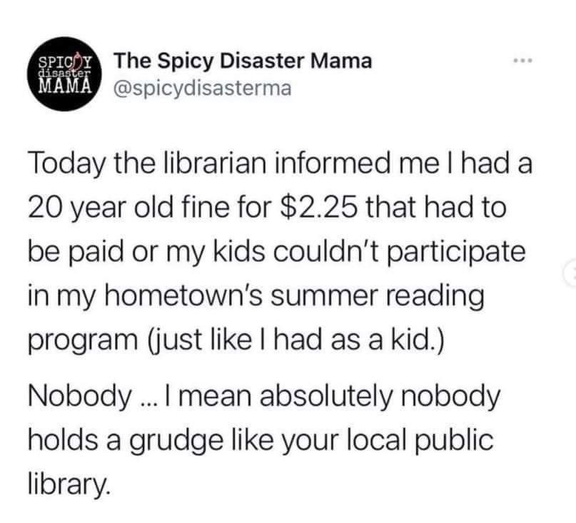 jesca8161's tweet image. 😂 #libraryfines #100