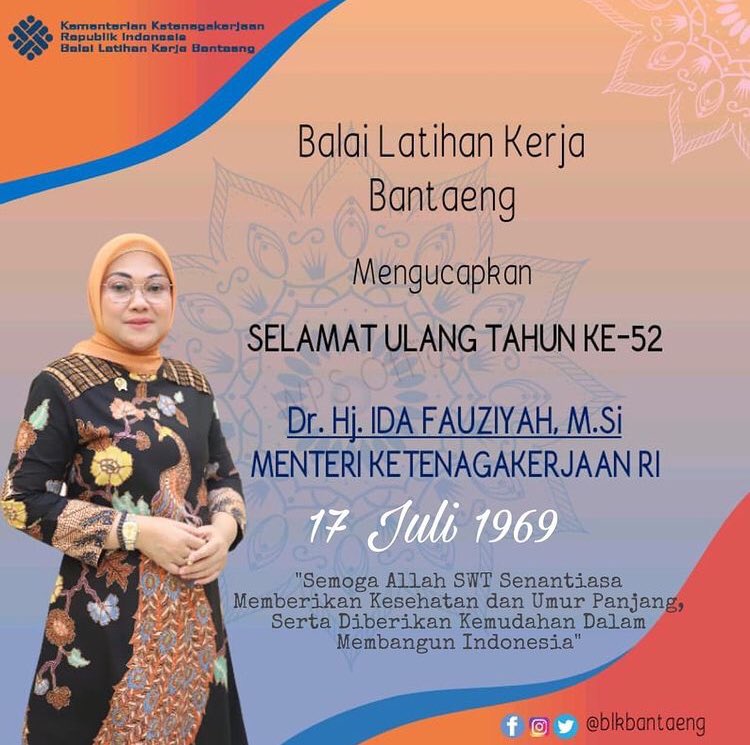 Selamat ulang tahun Ibu <a href="/idafauziyah/">Ida Fauziyah</a> 

Semoga senantiasa dianugerahi umur panjang nan berkah, serta kesehatan dan kekuatan dalam menjalankan tugas. Amin.🤲