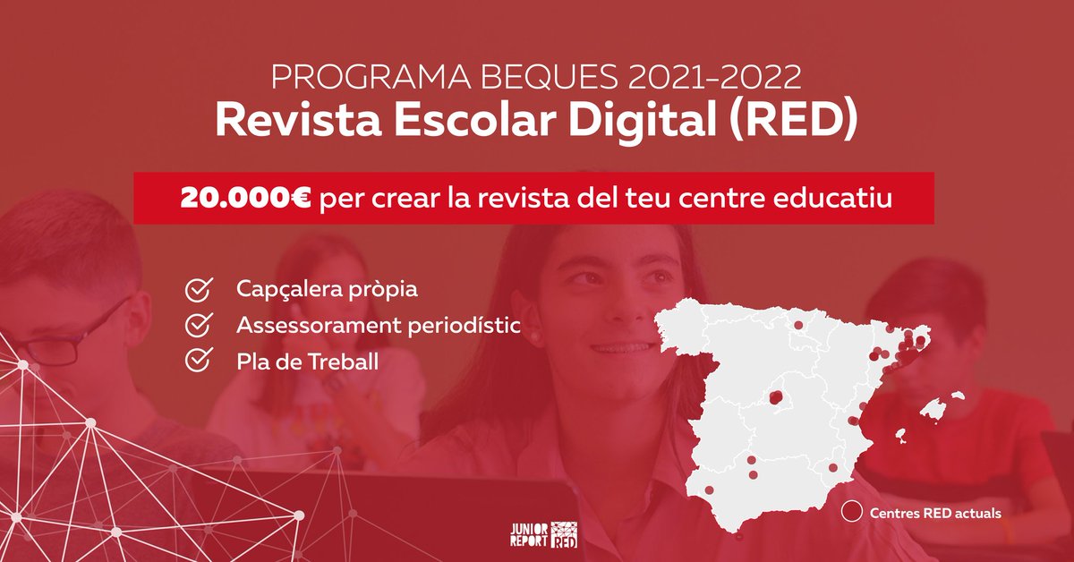 JuniorReportRED's tweet photo. 📢 Seguim potenciant la xarxa de revistes escolars a #Ponent
✅Lleida 🐌
✅Balaguer 🛶
✅Tàrrega 🤹
✅Andorra 🏔️
🔜La Seu d'Urgell 🧀
...
Ens ajudes a completar la llista #LleidaPower? 👀
Consulta les bases de les #BequesRED
🔗👉🏼 https://t.co/5WAUodlemP https://t.co/e6OILRdWO9