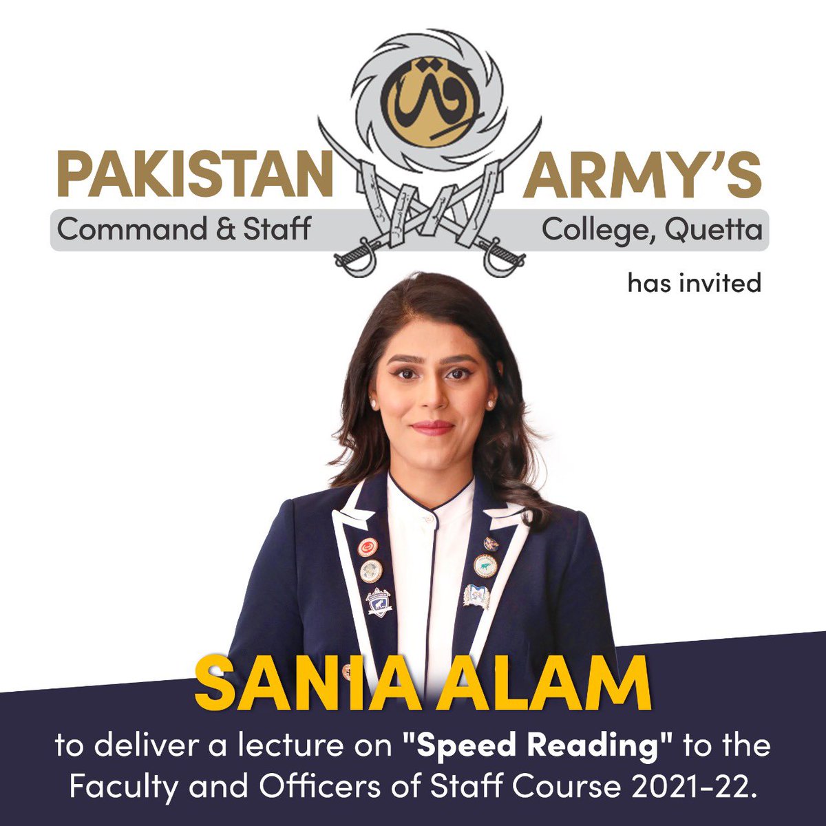 As a Visiting Faculty Member of the Pakistan Army’s Command &amp; Staff College Quetta, this time I will be providing #SpeedReading training to 400 Officers.