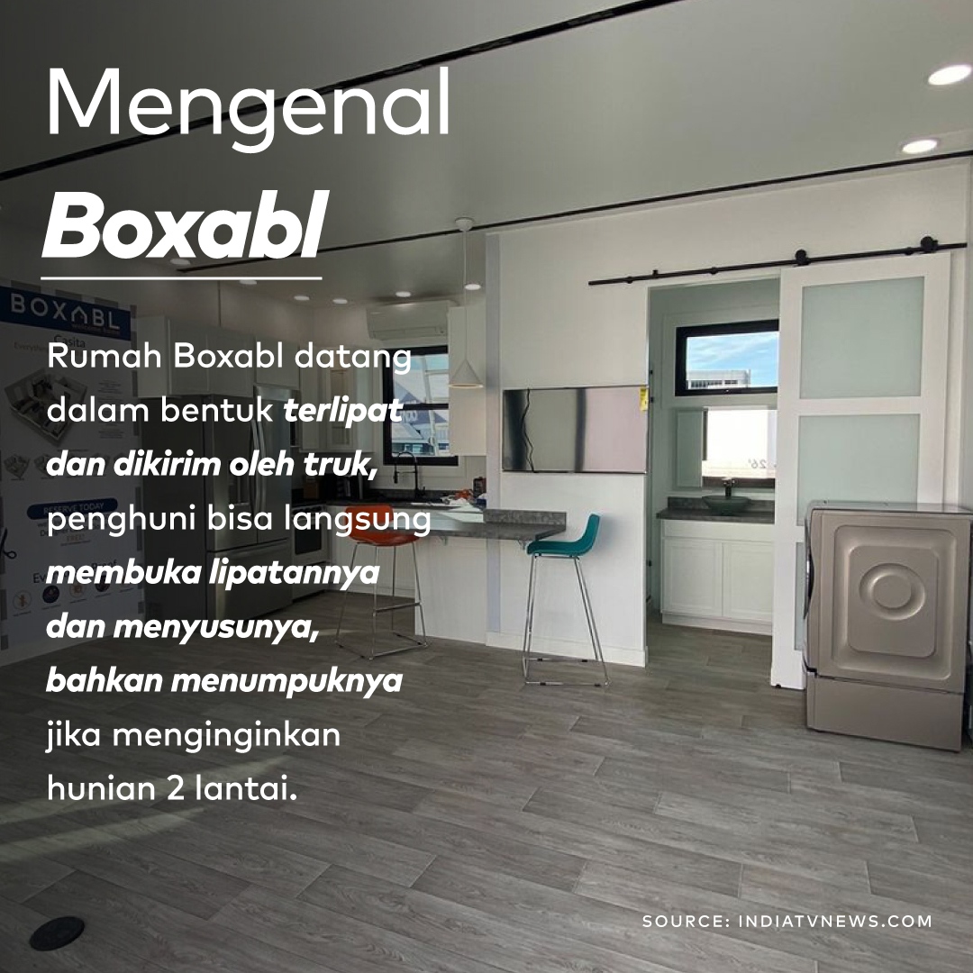 dreamers_lab's tweet photo. Tahukah kamu kalau #ElonMusk, bilyuner terkaya nomor 2 di dunia pindah dari rumah mansionnya ke rumah petak berukuran 6x6m? #RumahMini ini merupakan produk dari #startup #Boxabl yang bisa kamu coba sendiri dengan biaya sewa hanya sekitar Rp3,5juta / bulan. Tertarik coba? https://t.co/PUZ4WR9iPo