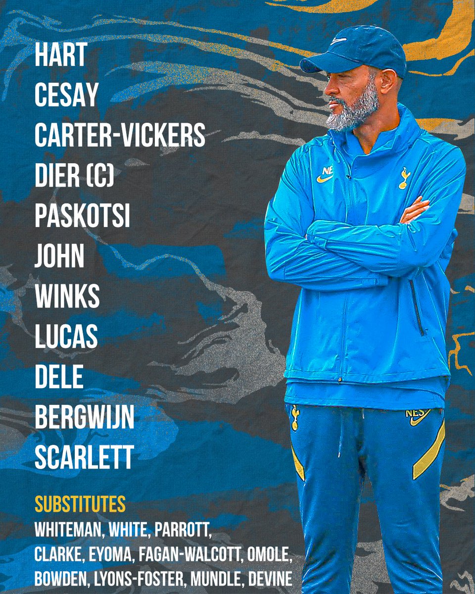 𝗧𝗘𝗔𝗠 𝗡𝗘𝗪𝗦 ⚪️ Hart, Cesay, Carter-Vickers, Dier (C), Paskotsi, John, Winks, Lucas, Dele, Bergwijn, Scarlett.