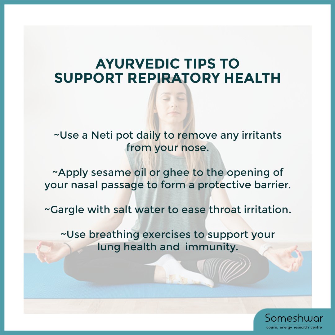 SomeshwarCerc's tweet photo. Here are some of the Ayurvedic tips to support your respiratory health.

#Ayurveda #AyurvedicImmunityBoosters #ayurvedatips #respiratory #आयुर्वेद #ayurvedahumarishaan #आयुवेदहमारीशान https://t.co/07phlpv2PH