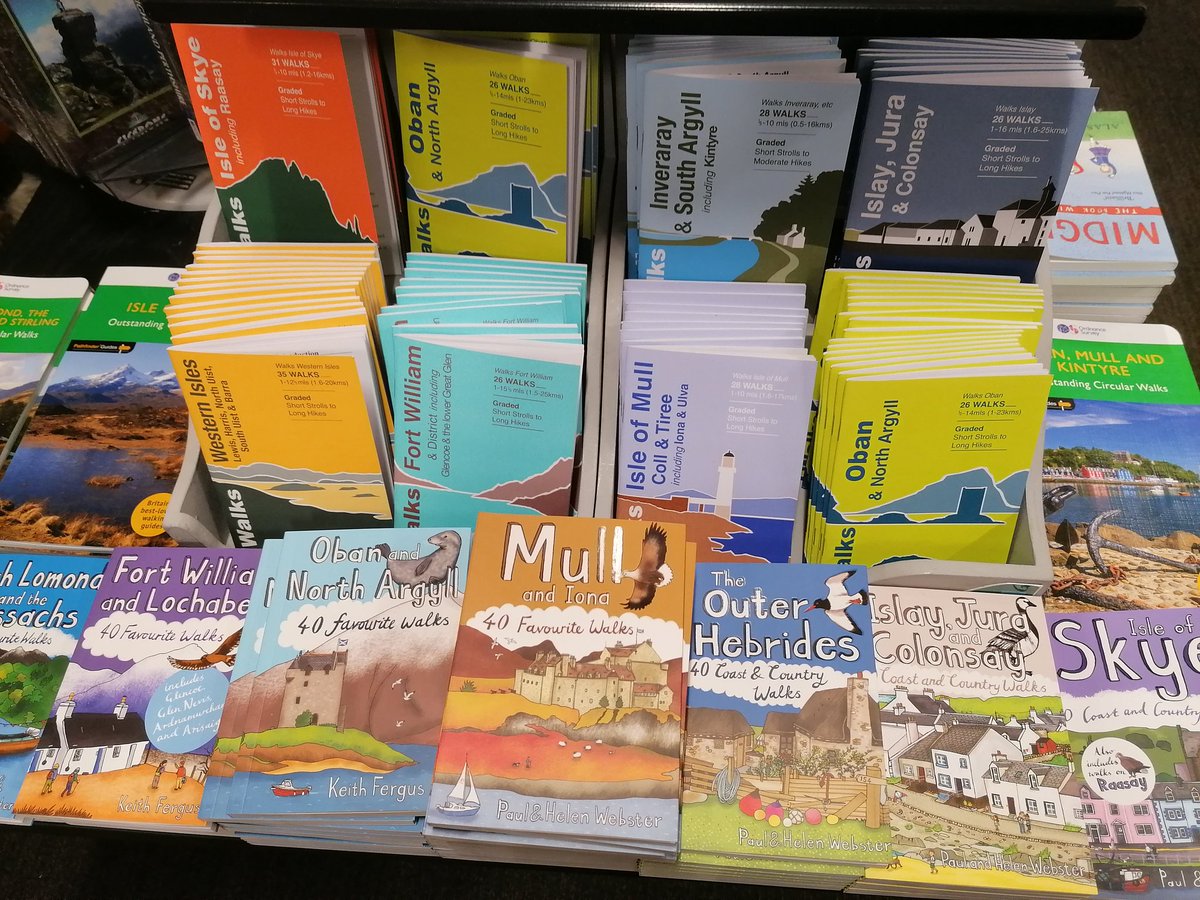 Off on an adventure? We have Oban's biggest selection of walking guides and loads more outdoorsy books too! #oban #mull #walks