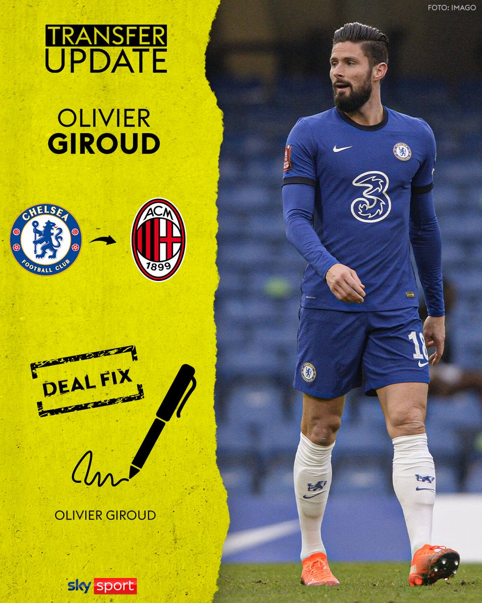 SkySportDE's tweet photo. Offiziell: Olivier Giroud wechselt nach Mailand!✅
Lange stand es im Raum, heute wurde es offiziell verkündet, der Stürmer verlässt Chelsea nach dreieinhalb Jahren und geht künftig in der Serie A auf Torejagd.
#SkySport #TuUpdate #Giroud #Milan https://t.co/sQaOKqCHwD