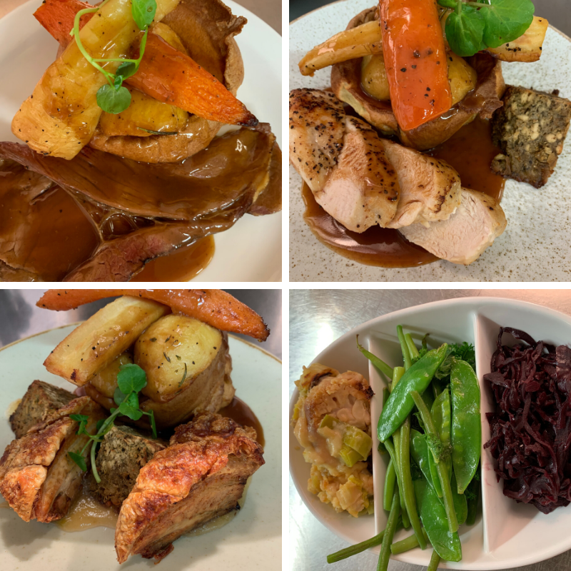 We love a good Sunday roast!!! Beef, chicken, pork belly and lamb. Served with all the trimmings and a trio of vegetables. Available 12pm - 5pm (on a Sunday of course!!)