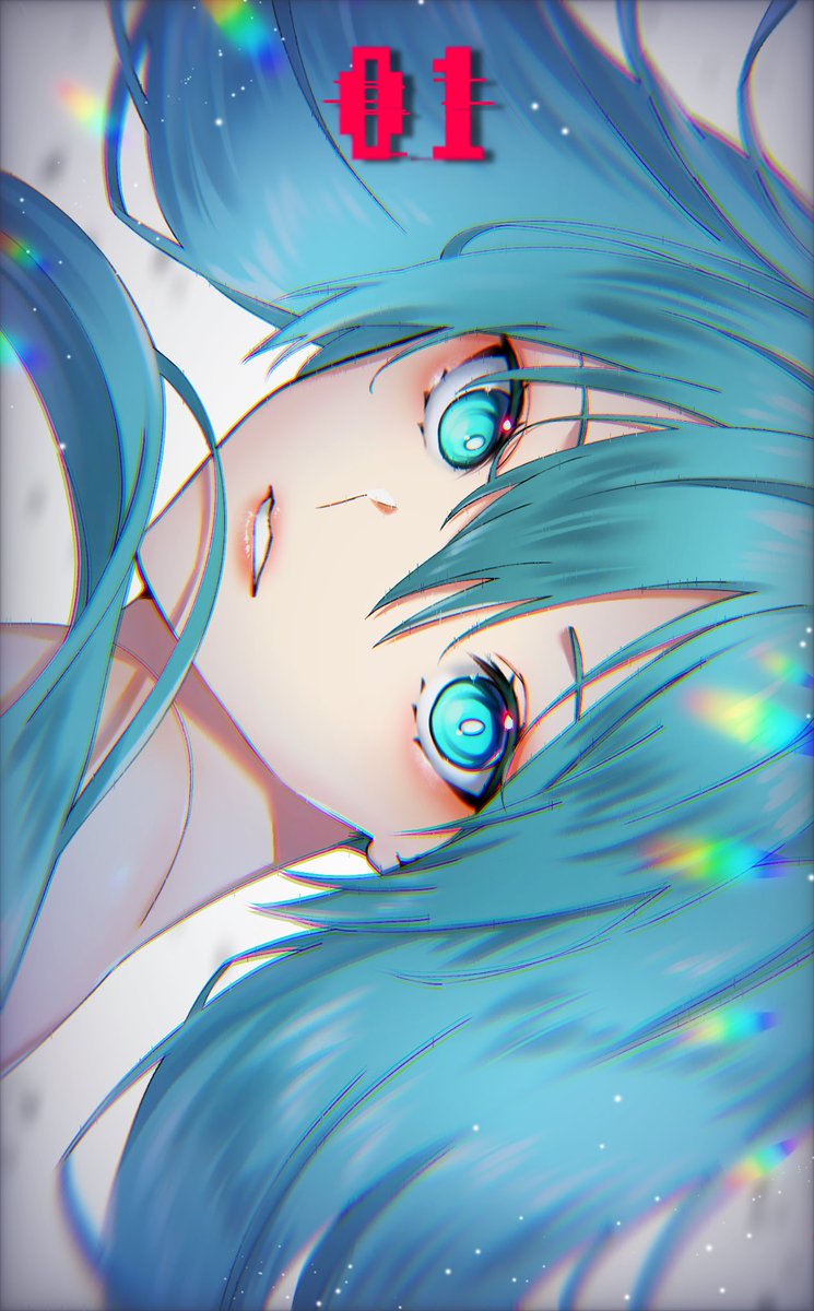 hatsune miku 1girl solo long hair looking at viewer parted lips blue hair portrait  illustration images