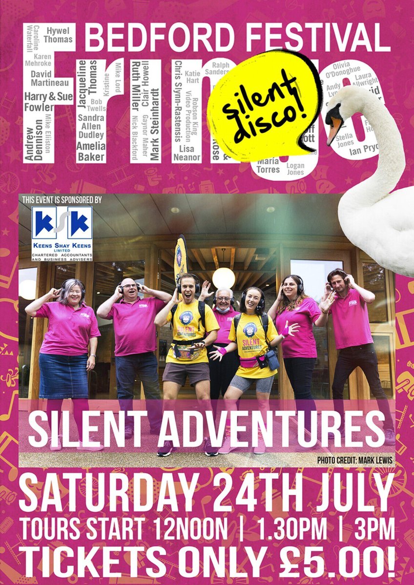 One week to go until the Silent Adventures Tour around #Bedford as part of #Bedfringe.
Tickets are fantastic value at £5 each so grab your dancing shoes and come and join us! 💃🎧🎤

wu.to/mGudv8