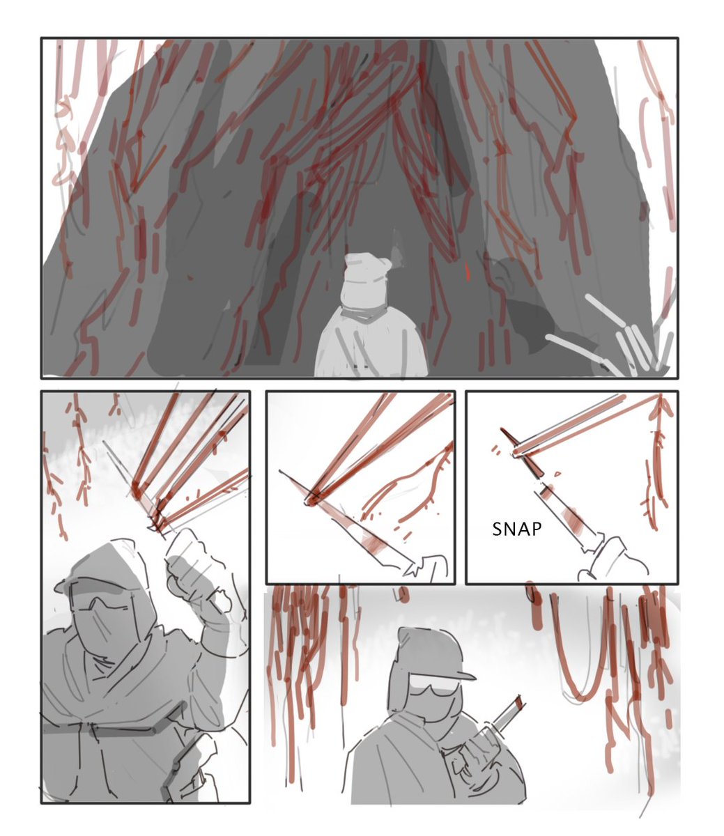loccorocco_art's tweet image. Comic about a guy getting lost in the Rust Wells (1/3)
cw blood
#CavesOfQud