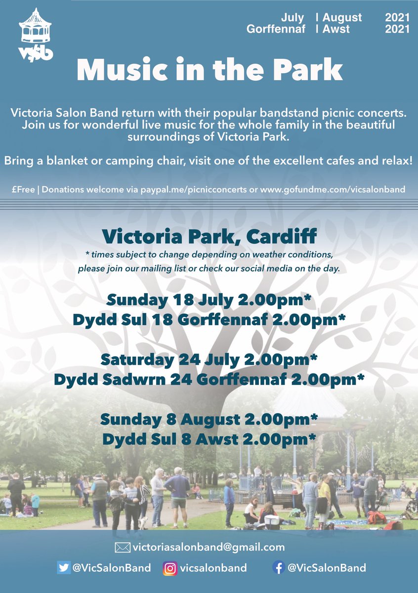 It’s tomorrow! Live music in Victoria Park at 2pm - join us if you can! ☀️☀️☀️

<a href="/victoriaparkcom/">Vic Park Matters</a> <a href="/bloc_cafe/">Bloc</a> <a href="/Sean4Llandaff/">Sean Driscoll</a> @WeAreCardiff @brontehoward <a href="/FriendsVicPark/">Friends Of Victoria Park / Ffrindiau Park Fictoria</a> <a href="/CardiffLifeMag/">Cardiff Life</a> <a href="/letthemseecake/">LetThemSeeCake</a>