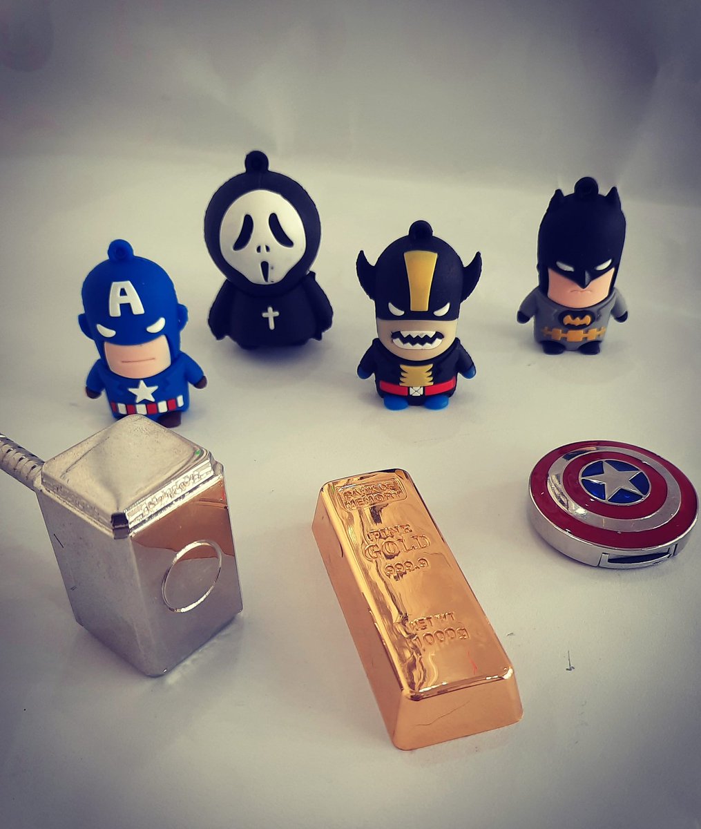 MartsCuriosity's tweet photo. Need to keep those memories safe? What better than a superhero!
Pop in and see our range of unusual usb memory sticks. Ranging from 16GB to 64GB. Plenty of room for those photos or files
#Marvel #dccomics #usbstick #mjolnir #shield #GOLD #gifts #smallshop @CamborneTown https://t.co/oclU3bNFFk