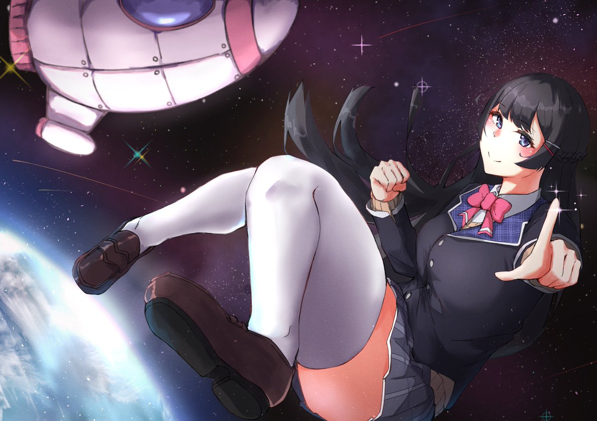 node_G1's tweet image. アンチグラビティガールっぽい委員長！
ギリギリになったけど、にじさんじイラコン応募しました！

#みとあーと