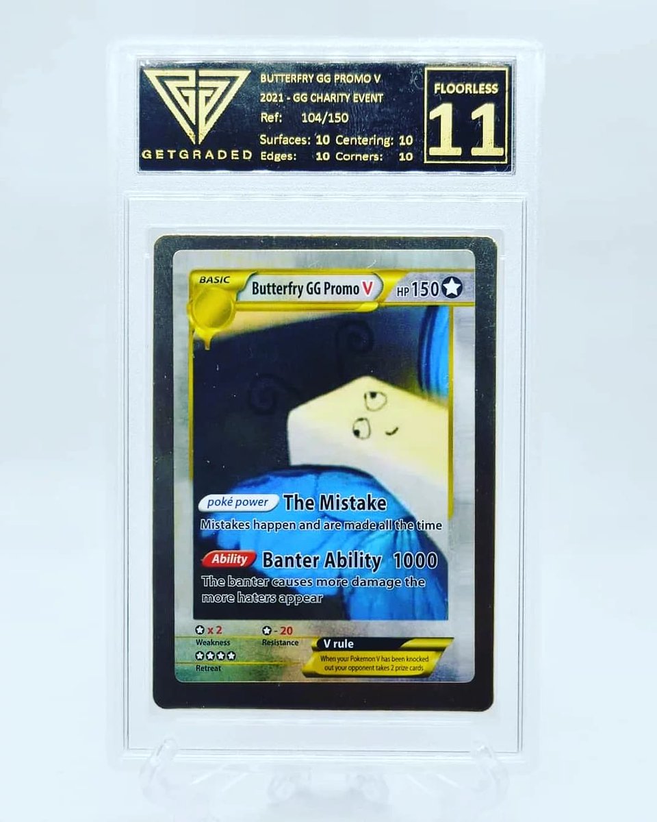 Mazza666Gaming's tweet photo. My next card is something very different, it's the Butterfry GG Promo V 104/150 from @getgraded #getgraded #butterfry #pokemon #gradedcard #gradedpokemon #gradedbutterfry #limitededition #butterfrylimitededition #card #tradingcard #butterfree #charity #charitycard #cardcollection https://t.co/k2yh4vOXgf