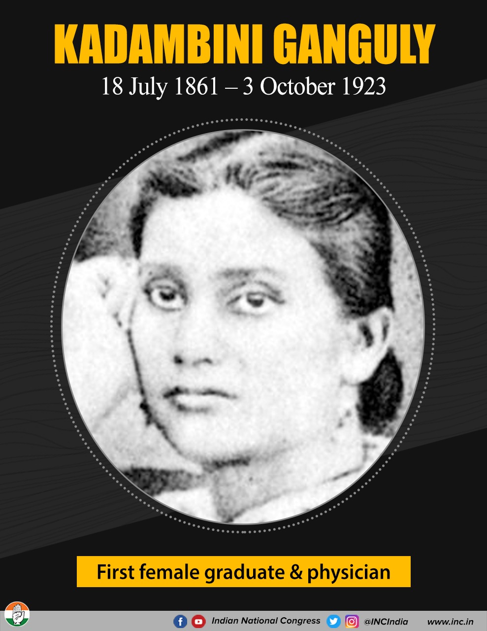 Congress On X: We Remember Kadambini Ganguly On Her Birth, 60% OFF