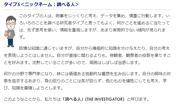 野次牛 Adhdサバイバー エニアグラム 診断を何回かやったけど 最初の結果が一番しっくりきた 2択で90問 曖昧になる設問も気合で選んだ で現在の結論 タイプ5 調べる人 自己保存 Sp 城持ちポジション ウィング5w4 因習を打破する人 トライ