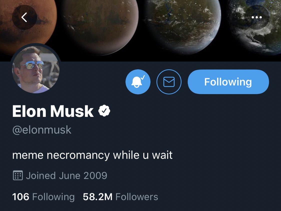 itsALLrisky's tweet photo. Nice profile picture @ElonMusk!!! #Dogecoin https://t.co/f1dgdIhg4g