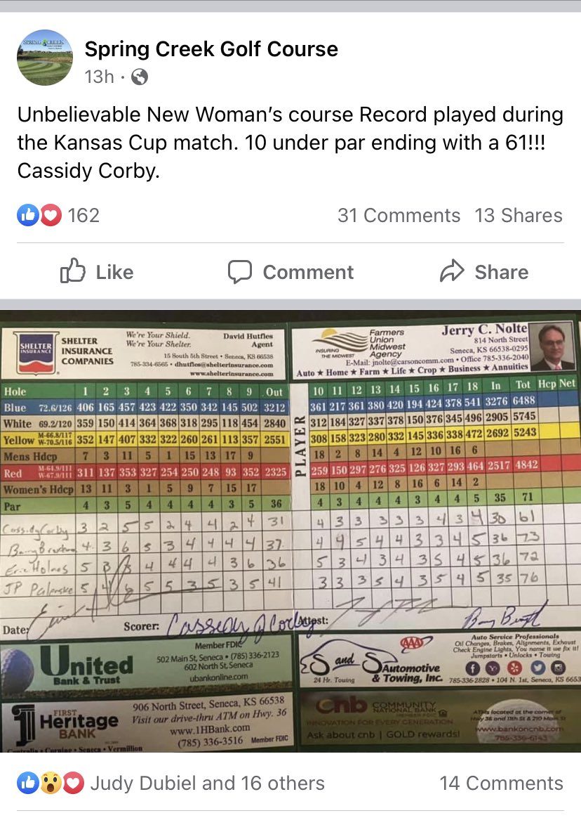 CoryCbass's tweet photo. So, this happened yesterday @GolfSpring during our Kansas Cup match with Great Life Salina. Very special round shot by Cassidy Corby. A recent graduate of @nchsthunder . Amazing! @CockyHawk91 https://t.co/0wTUuMyMlQ