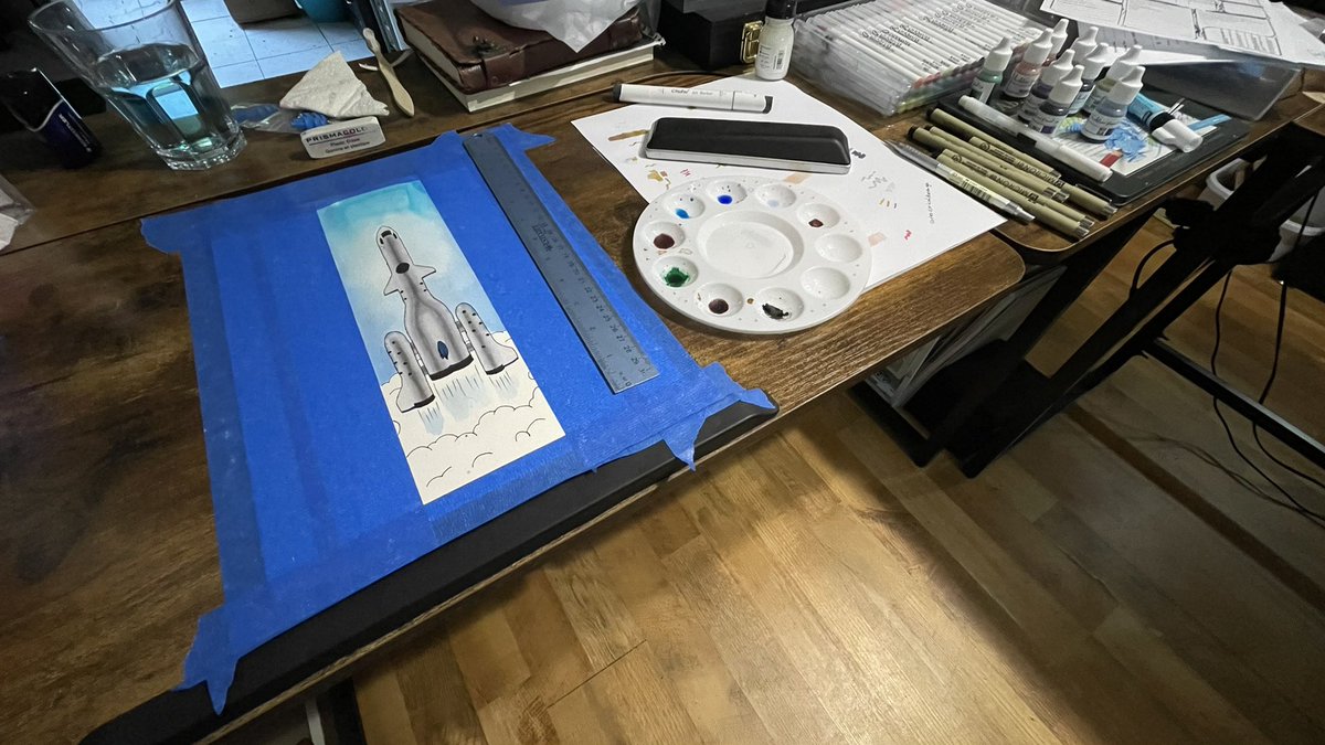 Celtic_Surfer's tweet photo. You really don’t realize how much work goes into the design, layout, and art of a TTRPG book (on top of the writing) until you try to create one. Haha

Another WIP. 

#ttrpg #rpg #cyberpunk #lowlife2090 #art #watercolor #watercolorpainting #markerart @Ohuhu_official #messydesk https://t.co/kga7nR0UmY