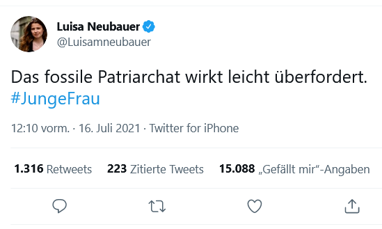 LSteinwandter's tweet photo. Ein Glück, daß das "fossile Patriarchat" und nicht die grüne Jugend bei der #Flutkatastrophe im Einsatz ist und hilft. https://t.co/T9aouQqMSu