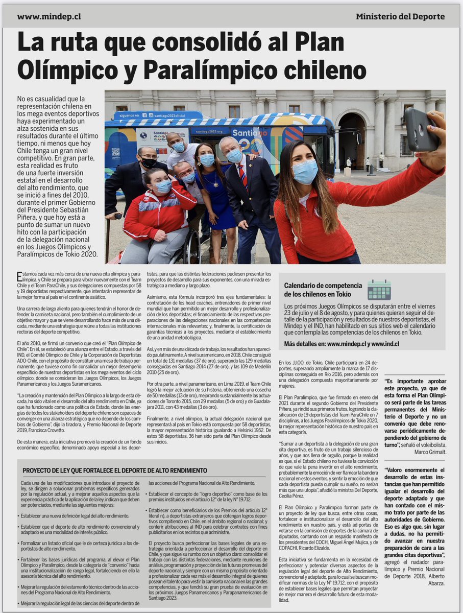 No es casualidad que la representación de 🇨🇱 en los mega eventos deportivos haya experimentado un alza sostenida en sus resultados, ni menos que Chile tenga un gran nivel competitivo🙌🏻 En gran parte, esto es gracias a la consolidación del Plan Olímpico y Paralímico chileno 💪🏻