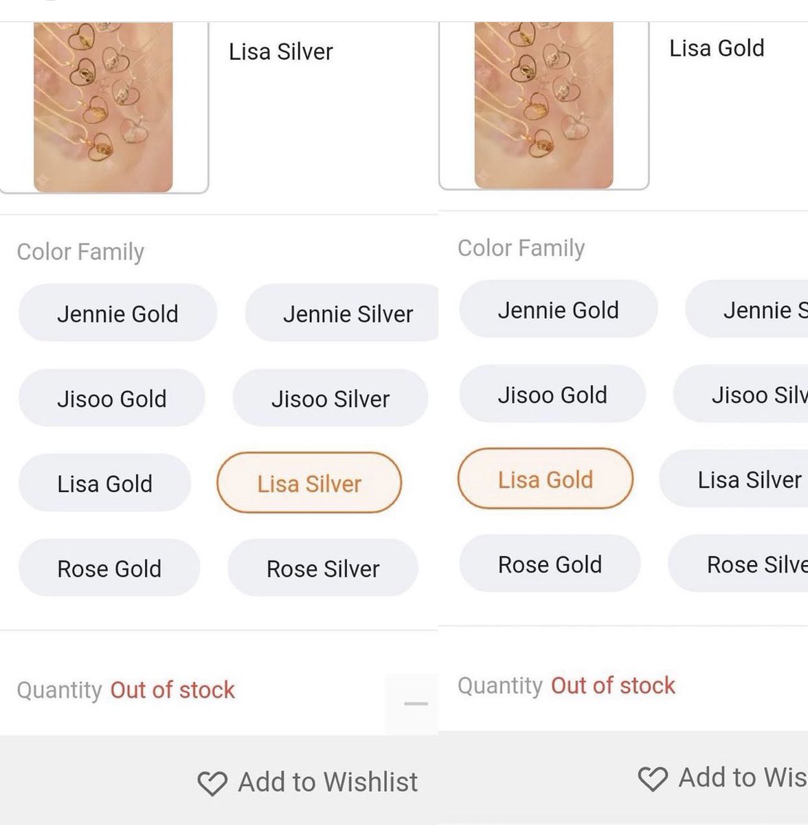 stylekpop8's tweet photo. O colar de ouro e prata da #LISA na coleção #kylaxblackpink ficou esgotado em apenas 15 minutos 
#BLACKPINK #lisasoldout #Soldout #lisamanoban #lilies #BLINK https://t.co/18FB39d9Bl