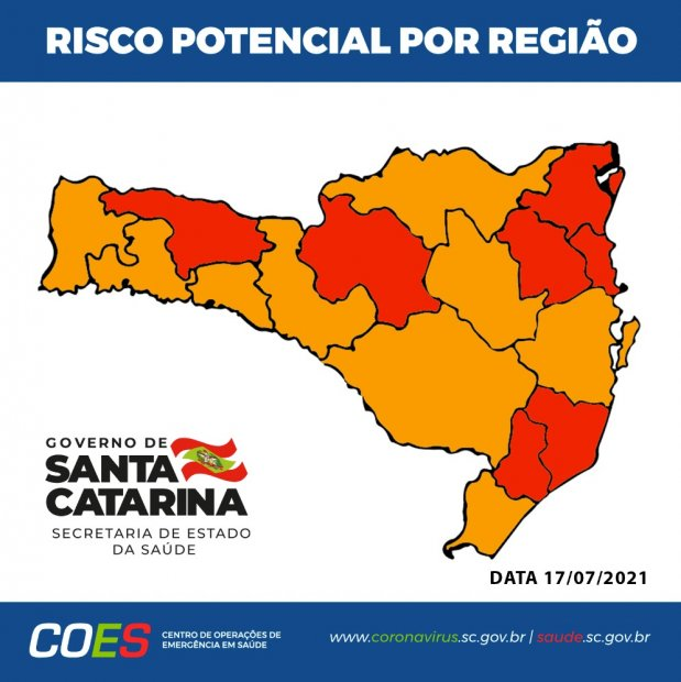 denise_tv's tweet photo. Matriz de risco aponta nove regiões em estado grave e sete em gravíssimo. O novo mapa já está atualizado.  Ainda não foi dessa vez, que a região de  Blumenau deixou o nível gravíssimo. Se cuide e cuide do próximo! https://t.co/tKLwAeVAX2