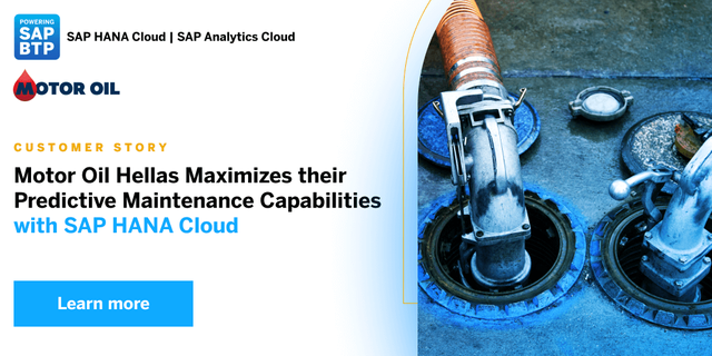 Learn how Motor Oil Hellas, a Greek petroleum company, is using SAP HANA Cloud and SAP Analytics Cloud to maximize their predictive maintenance capabilities. bit.ly/3B9vRoV