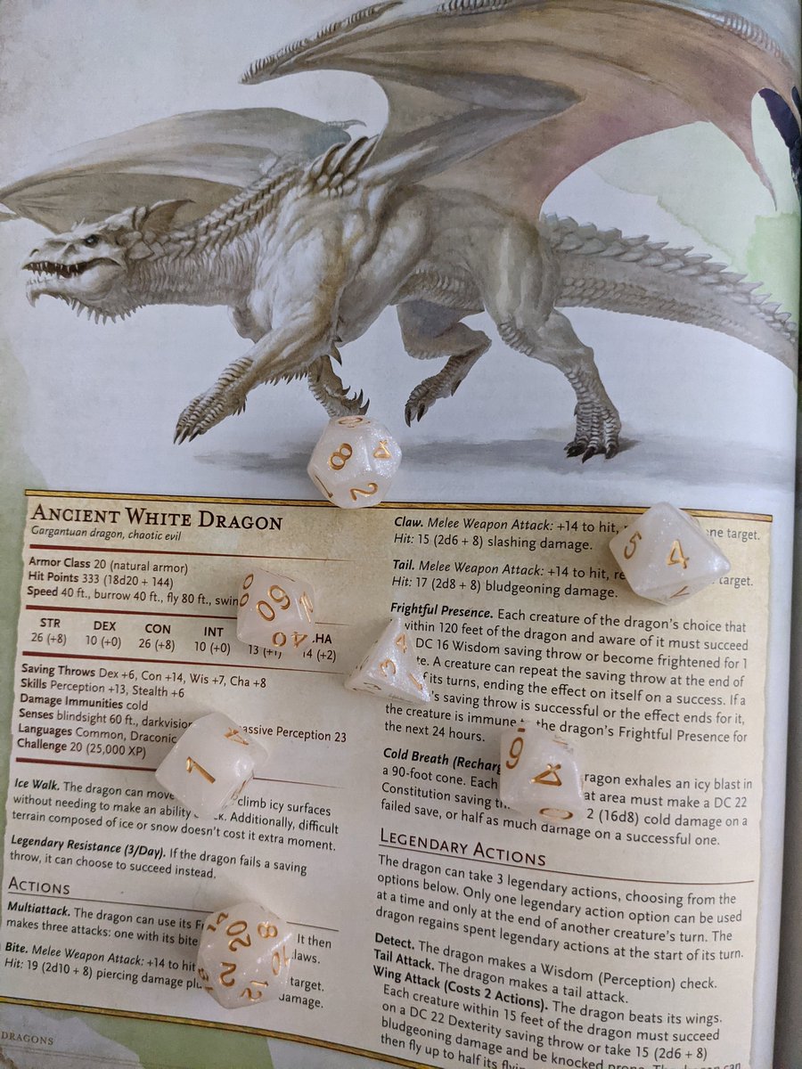 secretsandcons's tweet photo. You and your party are trekking through the artic, weary and cold to the bone. You've been tracking an Ancient White Dragon back to it's lair, and you've finally found it. What's your next move? #DnD #articmonsters #arcticencounters #dndencounters #dndmonsters #dndarcticencounter https://t.co/JepXG8myVA