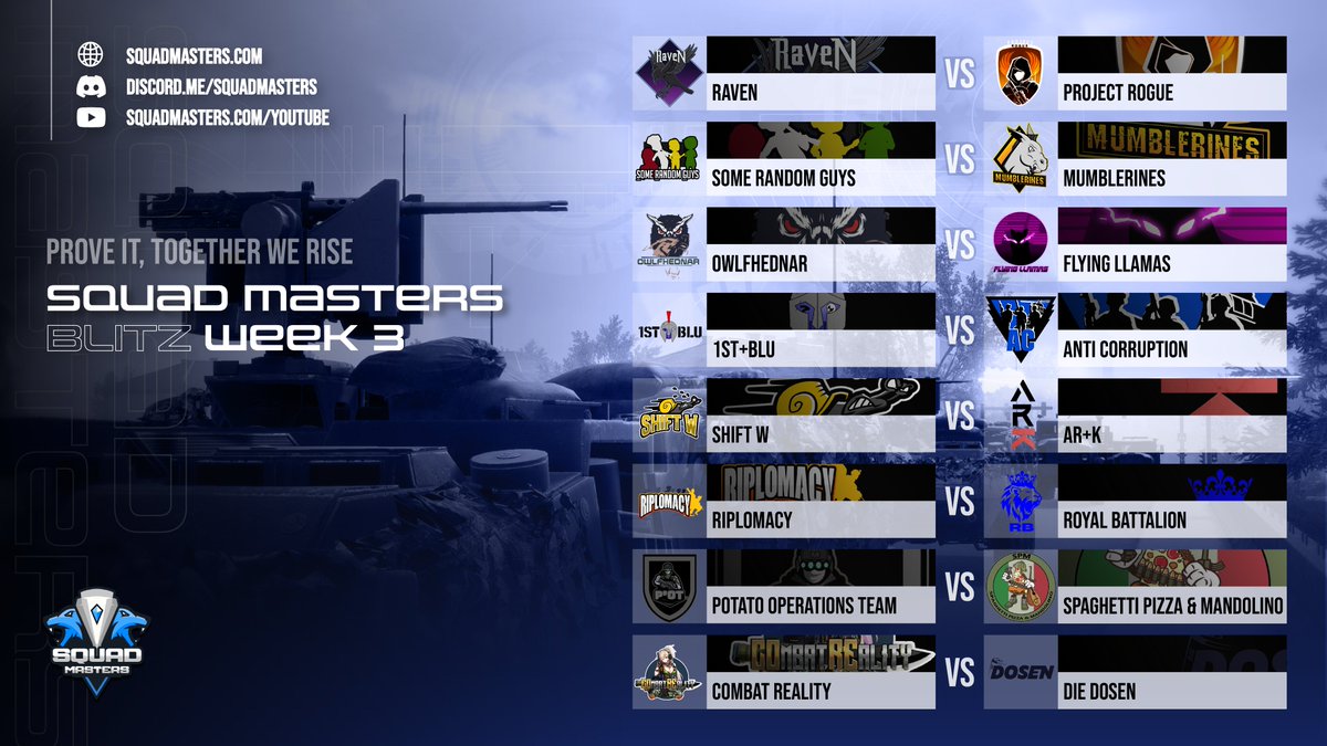 TheOfficialSqu4's tweet photo. Whether your helping with the @JoinSquad charity event "Here Comes The Girls", showing off Anvil, or just watching some competitive action, any weekend with squad is a great one.

For today we only have one match @ 1800 utc

#squad #Anvil #HCTG #Blitz #SquadMasters https://t.co/7O4kmYKkcw