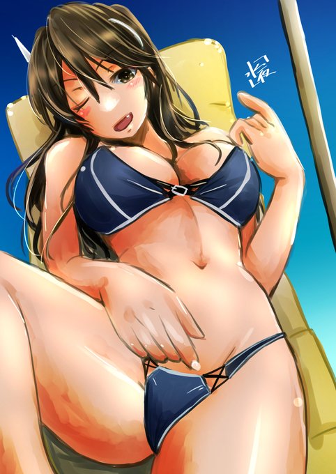 #艦これ版深夜の真剣お絵描き60分一本勝負
#艦これ版真剣お絵描き60分一本勝負_20210717
#足柄

勝負水着の餓えた狼さんw 