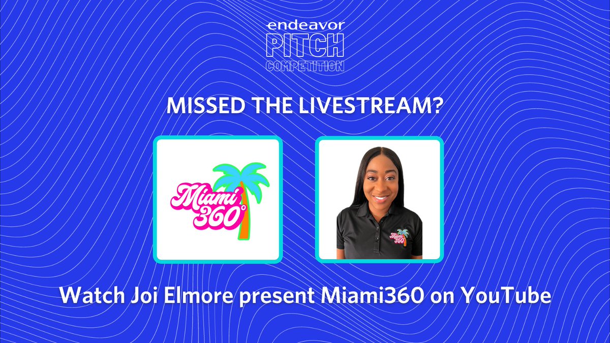 The next presentation in our #EndeavorPitchCompetition re-run series is by @miami360app's Founder & CEO Joi Elmore.

Watch now on YouTube: youtu.be/WIef_sbK0-Y