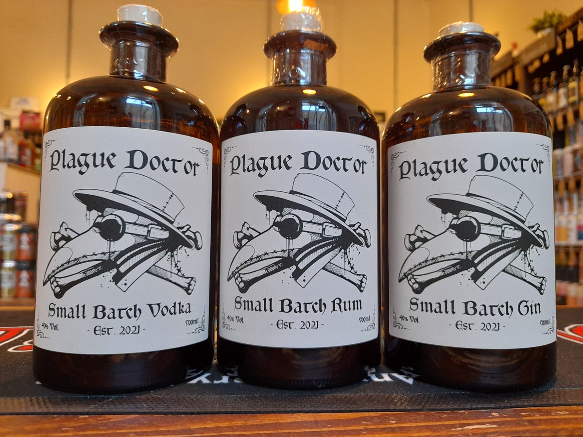 New in this weekend from the <a href="/HouseofvoodooUK/">House of Voodoo UK</a> guys, based in Kingston Park.
PLAGUE DOCTOR branded - these spirits were dreamed up during the #COVID19 pandemic
All small batch
GIN. VODKA. And RUM.
All 40% spirits

#localspirits #drinklocal #gin #vodka #rum #PlagueDoctor #Newcastle