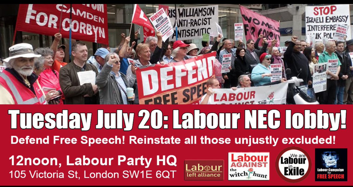 LabourInExile's tweet photo. End the abuse of Labour members by the Labour Party. Come to the lobby on Tuesday 20 July. https://t.co/P8g1L2onkE