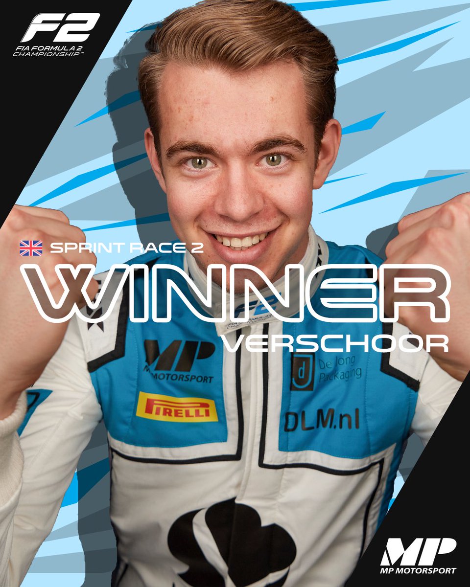VERSCHOOR WINS HIS FIRST F2 RACE! 

A brilliant job by the Dutchman 👏 He led from the start and never looked back! 👊

#BritishGP 🇬🇧 #F2