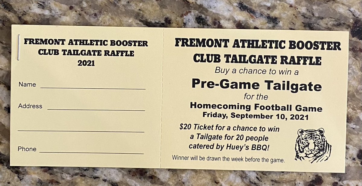 <a href="/FHSBoosterClub_/">Fremont Athletic Booster Club</a>  Tailgate raffle.  Let me know if you want a ticket to support <a href="/fhstigersports/">FHS ACTIVITIES</a>