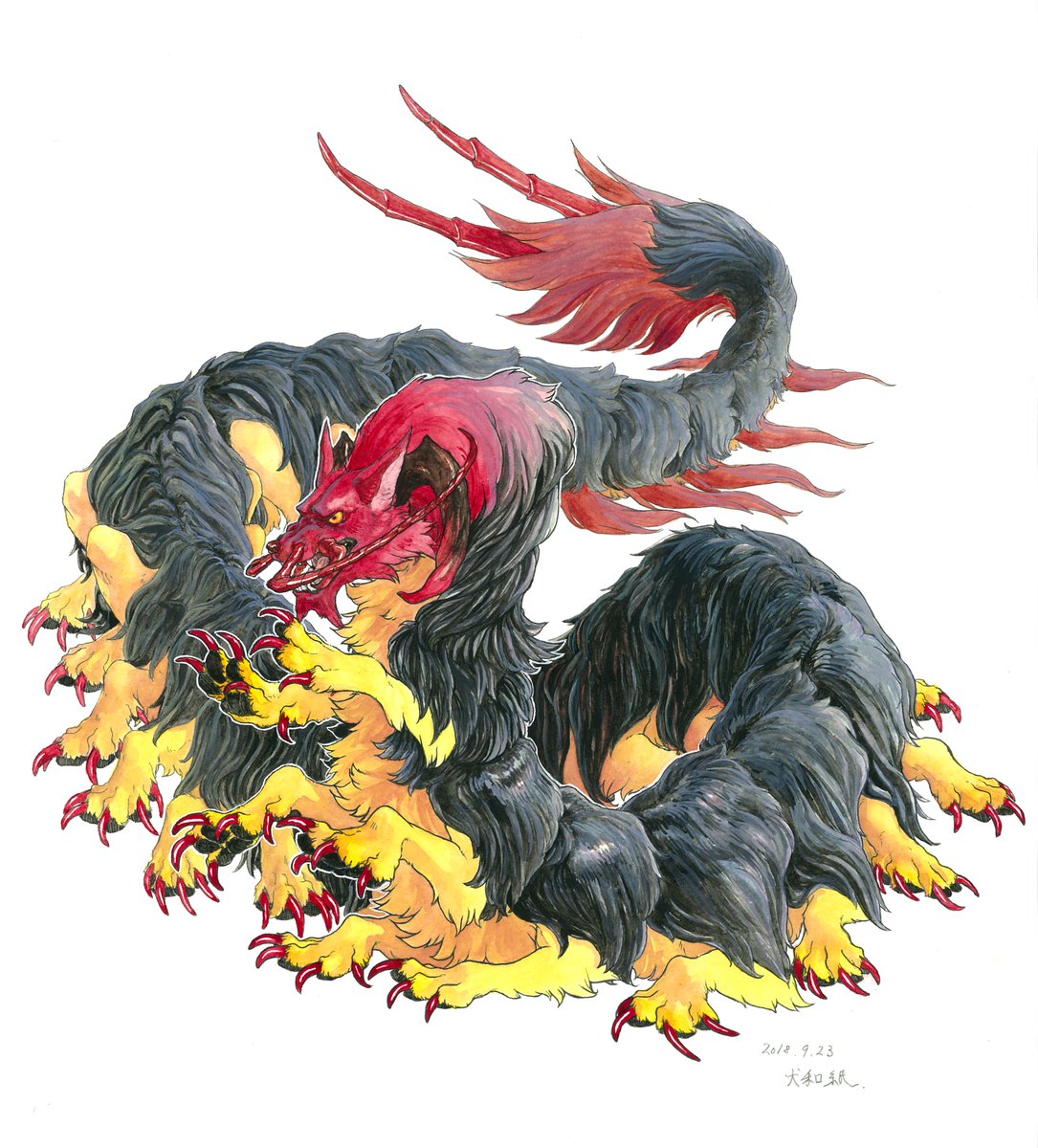 大百足と龍 虫モチーフ多足注意 試しに並べてみたけど百足はアクキーのデータも 犬和紙のイラスト