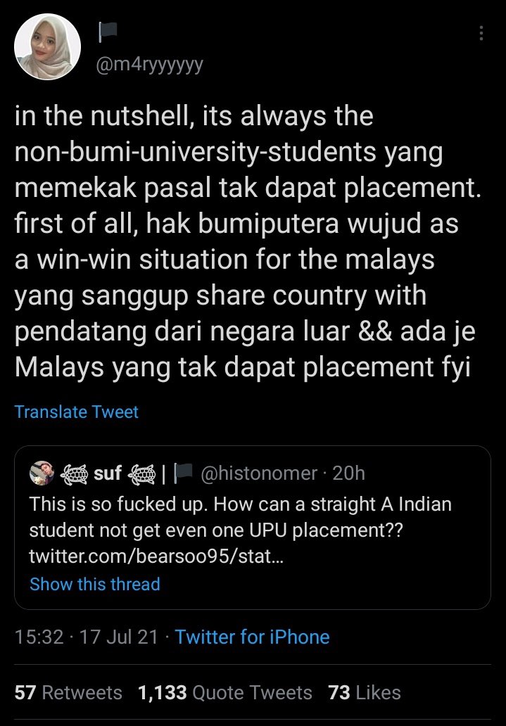 joshmadj's tweet photo. “…yang sanggup share country dari pendatang..”

I was praying for it to be a fake account. 

She’s a real person. Someone who stays in our community. 

I pray you find peace my friend. https://t.co/I042Ogk52D
