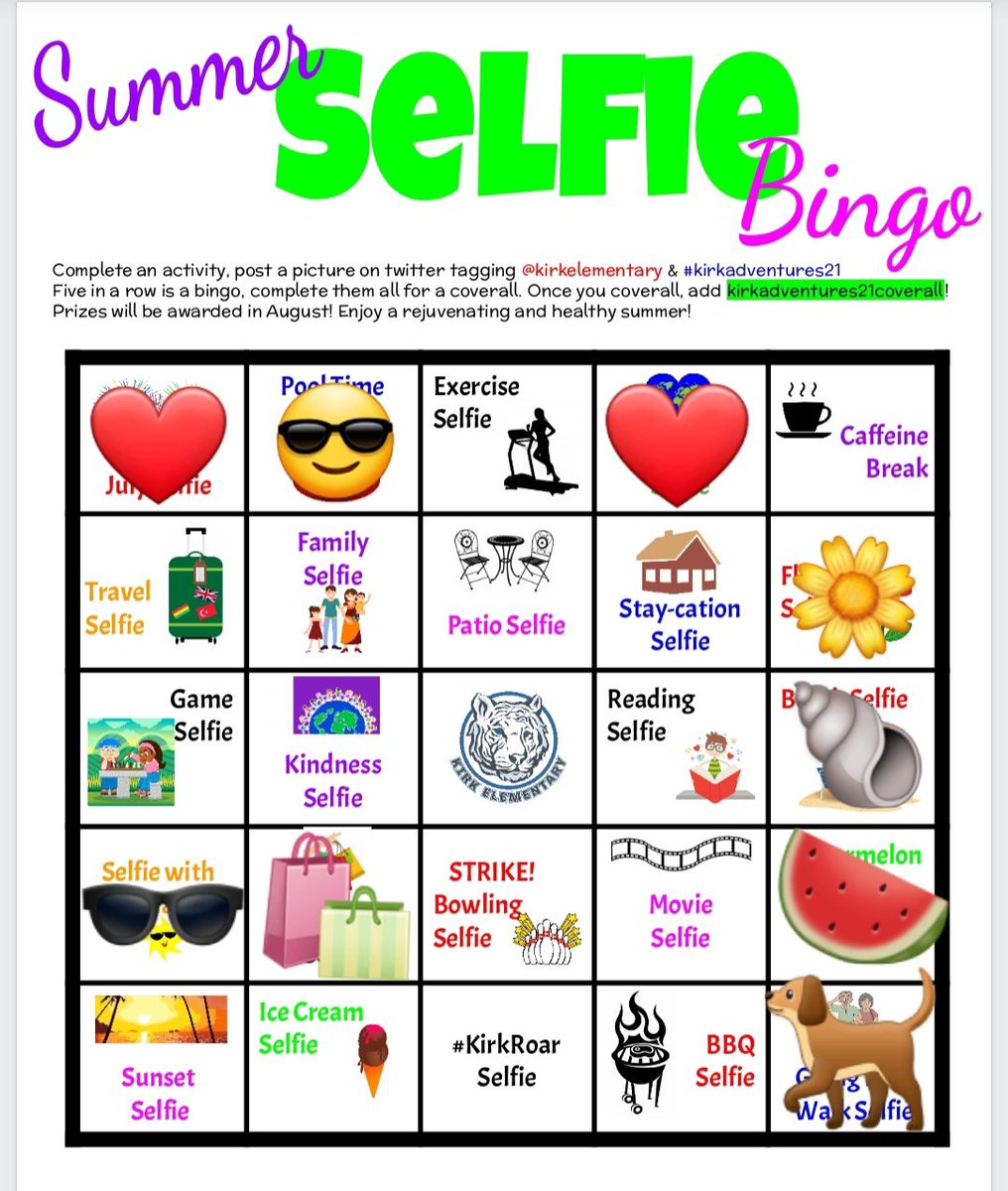 Sandy Neilsen (@sandyneilsen) on Twitter photo Summer Selfie Bingo continues!  Flower Selfie πΌ and Sunglasses Selfie πΆ <a href="/KirkElementary/">Kirk Elementary</a> #KirkAdventures21 Summer Selfie Bingo continues!  Flower Selfie πΌ and Sunglasses Selfie πΆ <a href="/KirkElementary/">Kirk Elementary</a> #KirkAdventures21