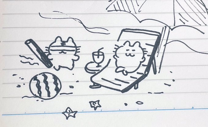 パソコン触れない環境なので仕方なく下書き絵…こんな感じの描きたいな 